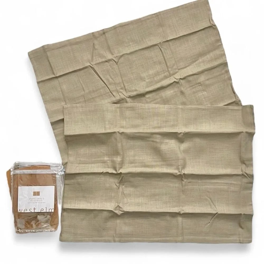 West Elm Dark Flax Warm Gray Melange Linen Cotton Blend Pillow Shams NWT